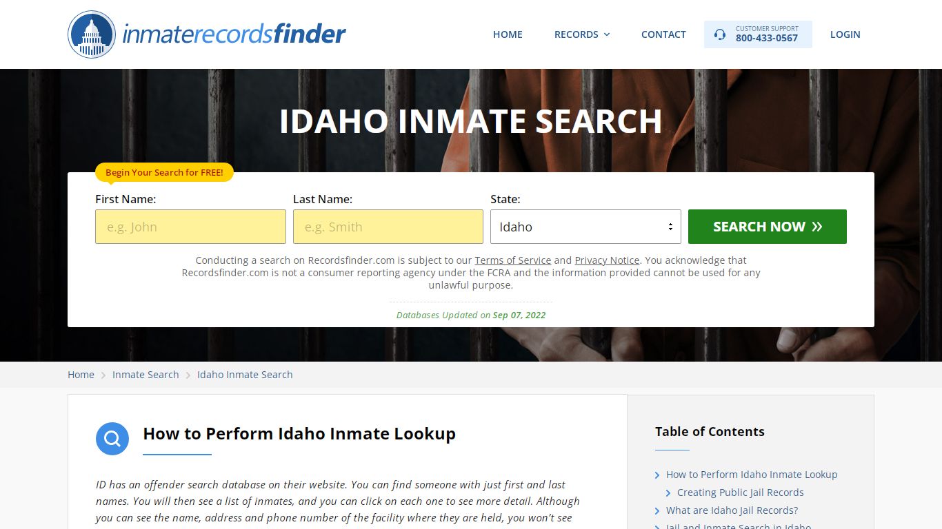 Idaho Inmate Search - Jail & Prison Records Online - RecordsFinder