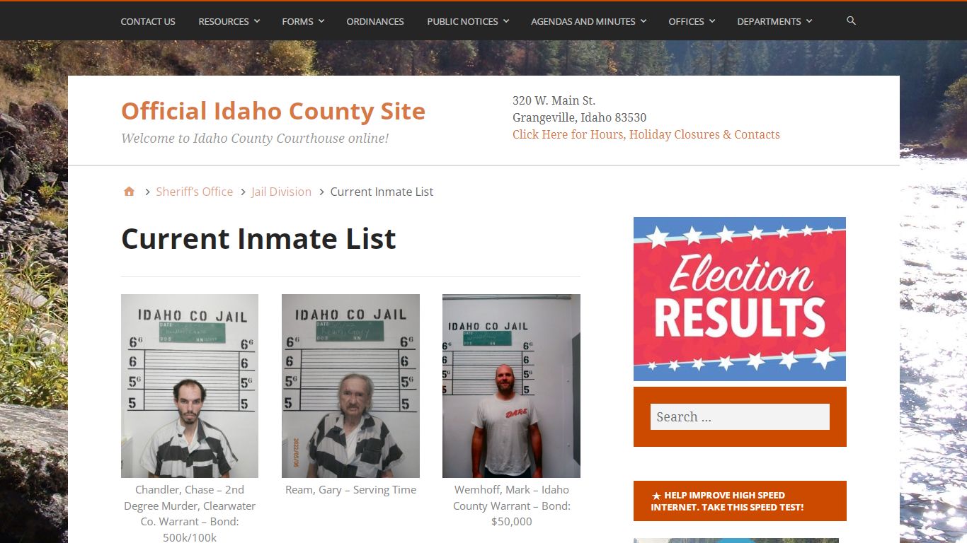 Current Inmate List – Official Idaho County Site